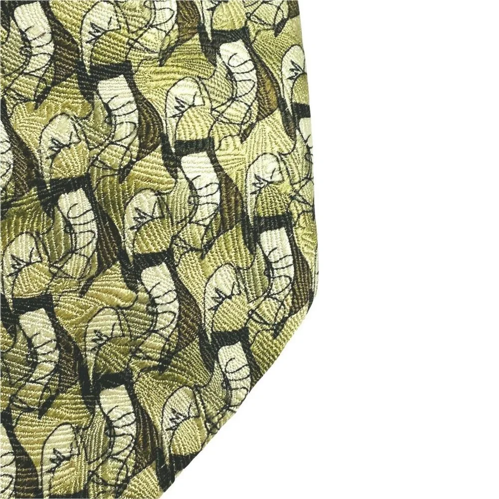Vintage Jerry J. Garcia Tan Brown Abstract Mens Silk‎ Tie Drummers Collection 17